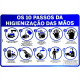 Placa Look 20X30Cm (10 Passos Para Higienizacao) - Kit C/5 Pecas Placa Look 20X30Cm (10 Passos Para Higienizacao) - Kit C/5 Pecas