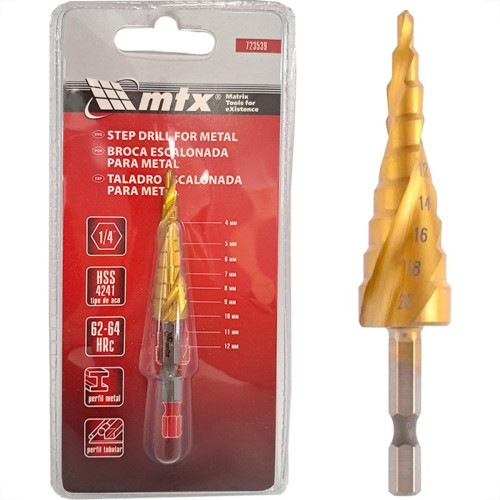 Broca Escalonada Mtx Profissional Espiral 4 A 12Mm Broca Escalonada Mtx Profissional Espiral 4 A 12Mm