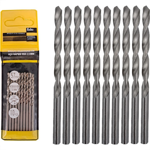 Broca Aco Rapido Eda 2,5Mm - 0Br - Kit C/10 Pecas Broca Aco Rapido Eda 2,5Mm - 0Br - Kit C/10 Pecas