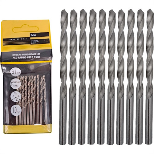 Broca Aco Rapido Eda 3,0Mm - 0Bs - Kit C/10 Pecas Broca Aco Rapido Eda 3,0Mm - 0Bs - Kit C/10 Pecas