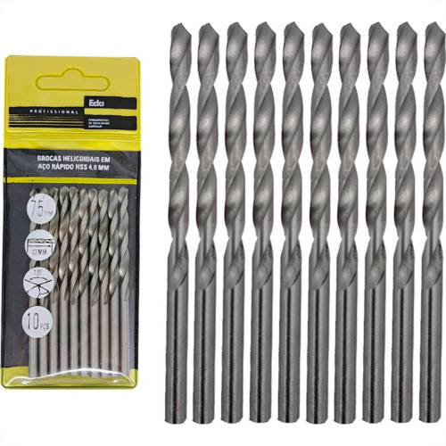 Broca Aco Rapido Eda 4,0Mm - 0Bu - Kit C/10 Pecas Broca Aco Rapido Eda 4,0Mm - 0Bu - Kit C/10 Pecas
