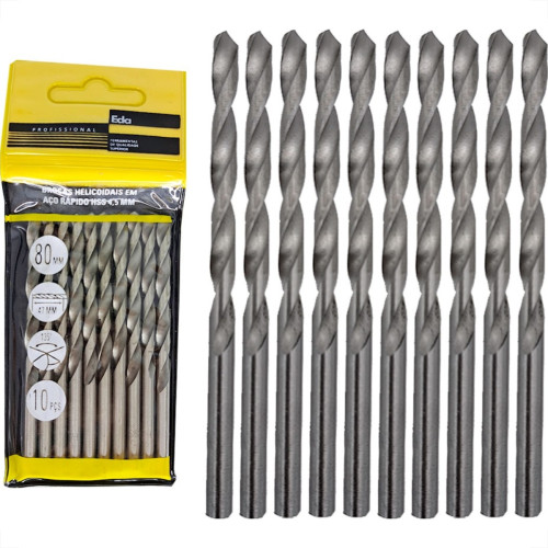 Broca Aco Rapido Eda 4,5Mm - 0Bv - Kit C/10 Pecas Broca Aco Rapido Eda 4,5Mm - 0Bv - Kit C/10 Pecas