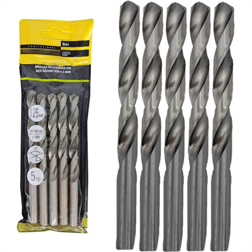 Broca Aco Rapido Eda 9,5Mm - 0Cf - Kit C/5 Pecas Broca Aco Rapido Eda 9,5Mm - 0Cf - Kit C/5 Pecas