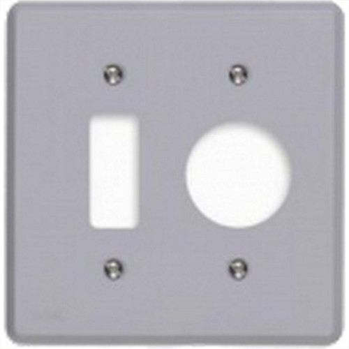 Placa Conjunto Ilumi Cinza 4X4 - 1 Interruptor + 1 Tomada Redonda Placa Conjunto Ilumi Cinza 4X4 - 1 Interruptor + 1 Tomada Redonda