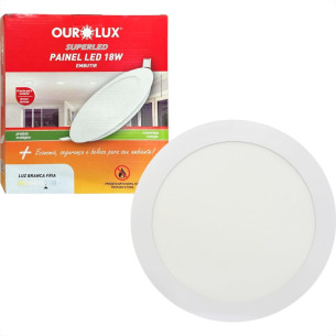 Plafon Led Embutir Ourolux Redondo 18W. 1080Lm. 6500K. Bivolt Branco