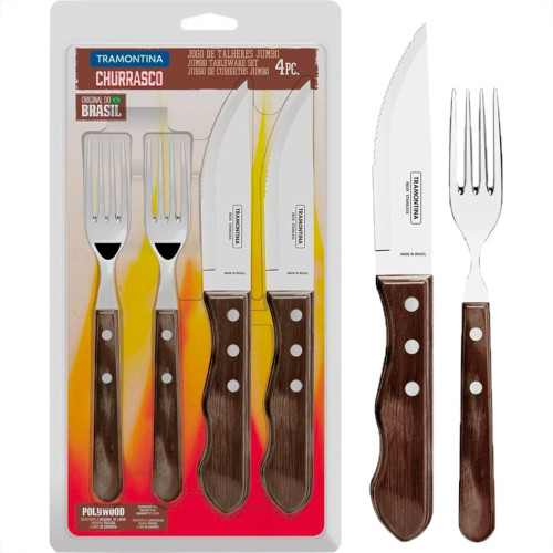 Kit Churrasco Tramontina Jogo Talhares Com 4 Pecas Kit Churrasco Tramontina Jogo Talhares Com 4 Pecas