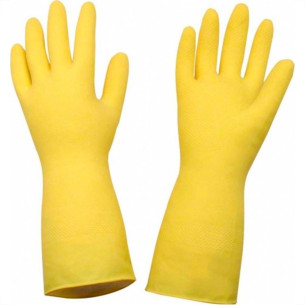 Luva Borracha Sanro Forrada Antiderrapante Light Amarela M - Kit C/10 Pecas