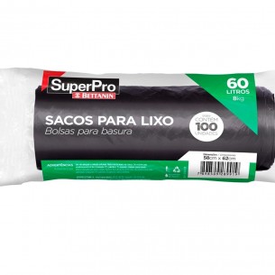 Saco De Lixo Superpro Bettanin 60L 60X70Cm Preto Com 100 Pecas