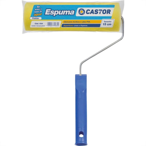 Rolo De Espuma Castor Com Cabo 15Cm - 034 Rolo De Espuma Castor Com Cabo 15Cm - 034