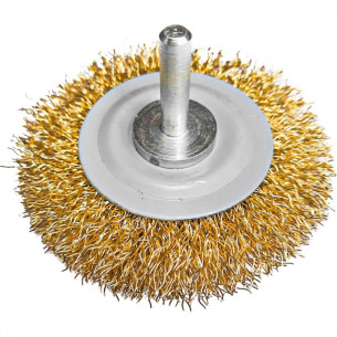 Escova De Aco Circular Mil Kits Aco Latonado Para Furadeira 3'' X1/2'' Com Haste - M29