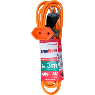 Extensao Daneva Pp Hard Work 2 Polos 20A. 2,5Mm Laranja - 3M