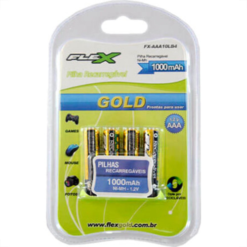 Pilha Flex Recarreg,Aaa C/4 Pilha Flex Recarreg,Aaa C/4