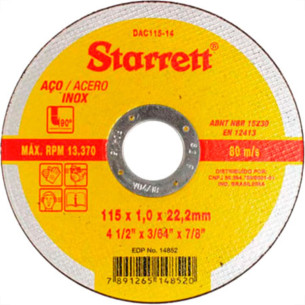 Disco Starrett Inox 4.1/2X1,0X7/8