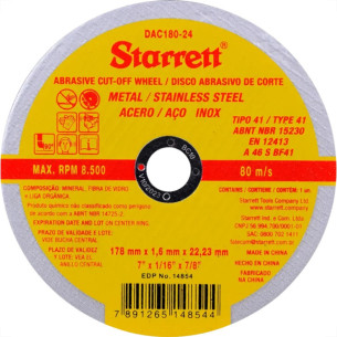 Disco Starrett Inox 7  X 1,6X7/8