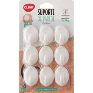 Kit 9 Ganchos Plastico 3,5X2X1,5Cm