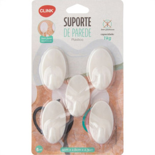 Kit 5 Ganchos Plastico 5X2,5X2Cm