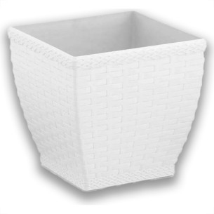 Vaso Cachepo Rattan M3 Quadr.Branco