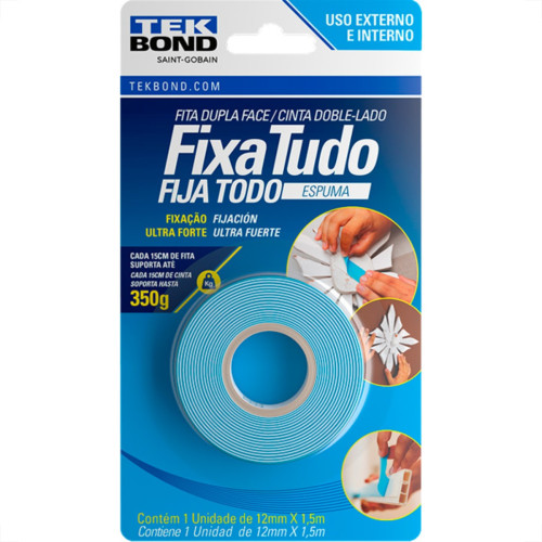Fita Dupla Face Esp.Tek Bond 12X1,5M Fita Dupla Face Esp.Tek Bond 12X1,5M