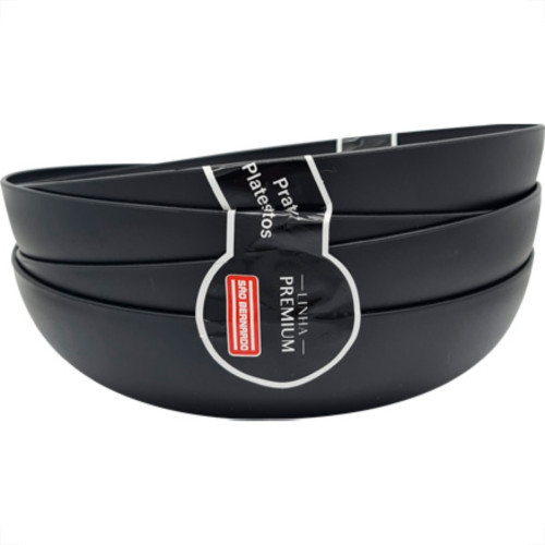 Cj.04 Pratos Sopa Preto 1.100Ml Cj.04 Pratos Sopa Preto 1.100Ml