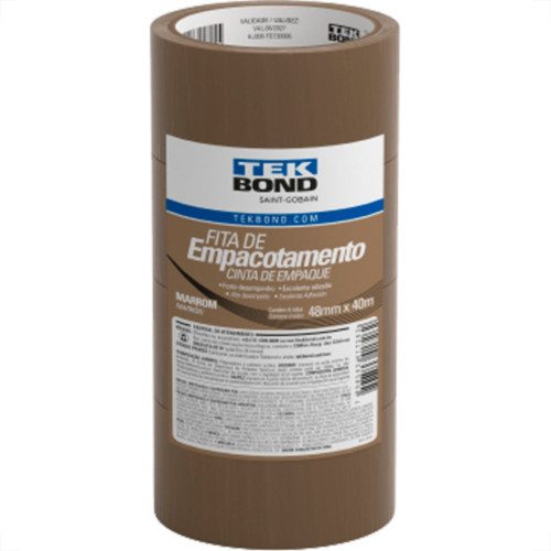 Fita Adesiva P/Embalagem Marrom Tek 48X40Mt - Kit C/4 UN Fita Adesiva P/Embalagem Marrom Tek 48X40Mt - Kit C/4 UN