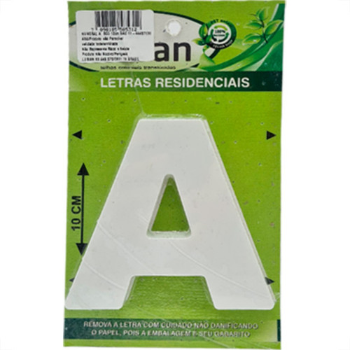 Letra Lubian 3D Branca Abs A 10Cm
