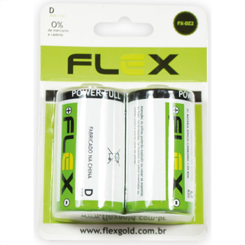 Pilha Flex Tipo D Zinco-Carbono C/2