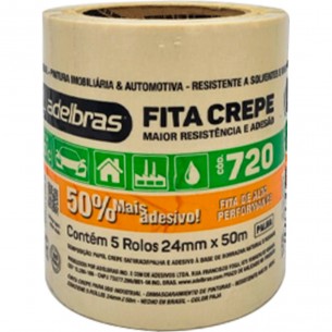 Fita Crepe Adelbras 720 24Mm X 50Mt . / Kit C/ 5 Rolos