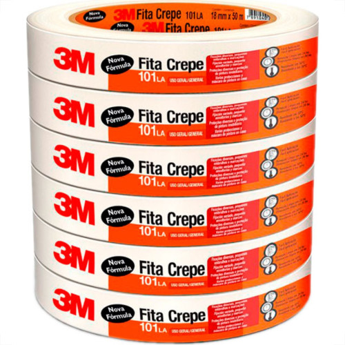 Fita Crepe 3M 101La Uso Ger.18X50M - Kit C/6 RL Fita Crepe 3M 101La Uso Ger.18X50M - Kit C/6 RL