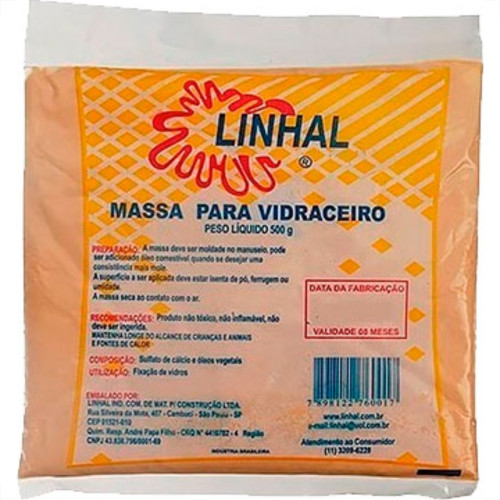Massa P/Vidro Linhal 500 Grs - Kit C/12 PT Massa P/Vidro Linhal 500 Grs - Kit C/12 PT