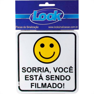 Placa Sinalizacao 15X15 Sorria/Filmado - Kit C/5 CA Placa Sinalizacao 15X15 Sorria/Filmado - Kit C/5 CA