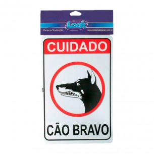 Placa Sinalizacao 20X30 Cao Bravo . / Kit C/ 5 Cartelas