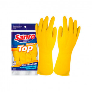 Luva Sanro Forrada Top Amarela P . / Kit C/ 10 PR