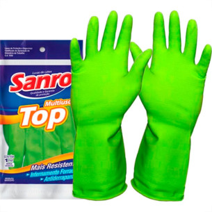 Luva Sanro Forrada Top Verde ,M . / Kit C/ 10 PR