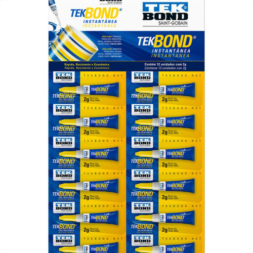 Cola Inst Super Cola Tekbond 2G - Kit C/12 PC