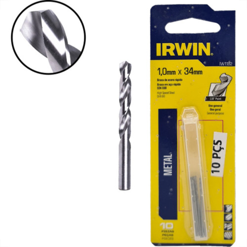 Broca Aco Rapido Irwin 1,0Mm - Kit C/10 PC Broca Aco Rapido Irwin 1,0Mm - Kit C/10 PC