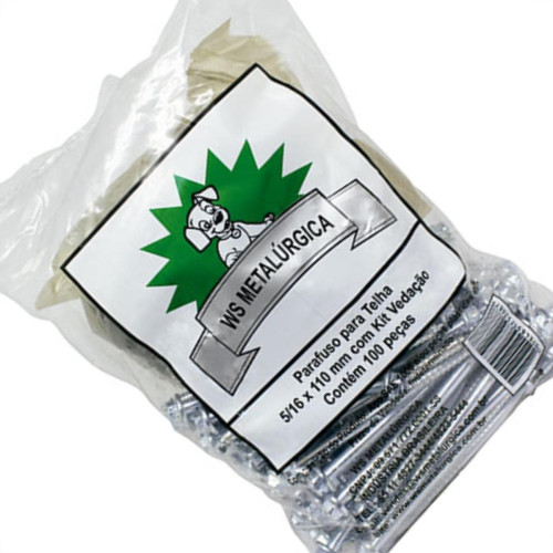 Parafuso Telha 110X5/16 Kit Ved C/100 Ws Parafuso Telha 110X5/16 Kit Ved C/100 Ws