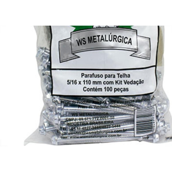 Parafuso Telha 110X5/16 Kit Ved C/100 Ws Parafuso Telha 110X5/16 Kit Ved C/100 Ws