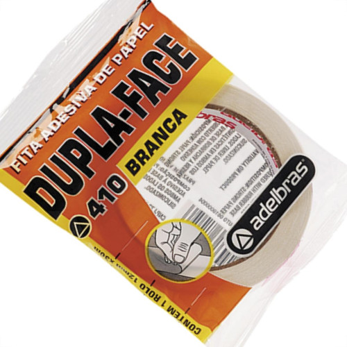 Kit C/3 - Fita Branca Papel Dupla-Face Adelbras 12Mmx30Mt