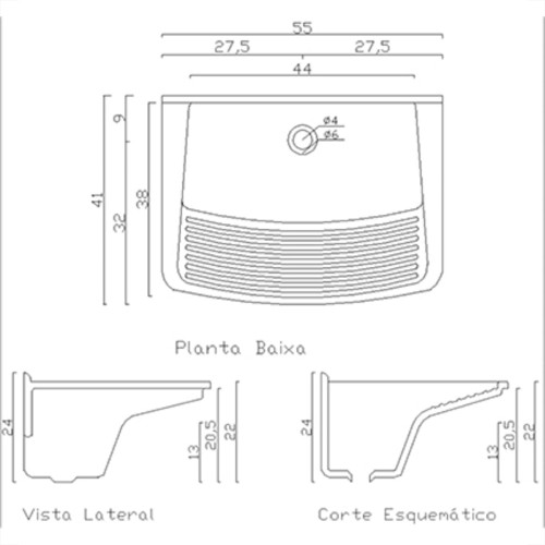 Tanque Rorato Marm Sintetico Gran.55X41 Preto