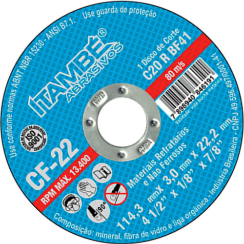Disco Corte Itambe Refr 4.1/2X7/8 Cf22 Disco Corte Itambe Refr 4.1/2X7/8 Cf22
