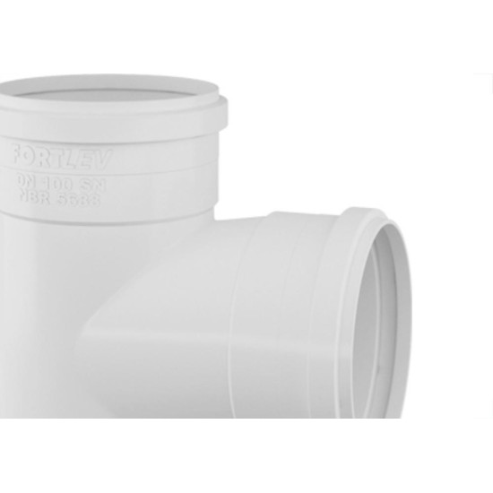 Tee Esgoto Fortlev 75 X 75 Branco - Kit C/10 Unidades
