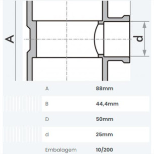 Tee Fortlev Lll I 1.1/2 X 3/4 Marrom - Kit C/10 Unidades