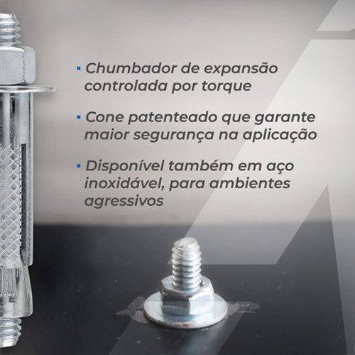 Chumbador. Fixador Aco Ancora Cba 3/8 X 3.1/2 C/Parafuso - Kit C/20 Unidades