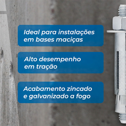 Chumbador. Fixador Aco Ancora Cba 1/4 X 3 C/Parf Prol - Kit C/25 Unidades