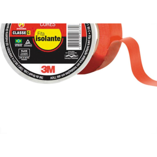 Fita Isolante 3M Imperial 10M X 18 Verme - Kit C/10 Unidades