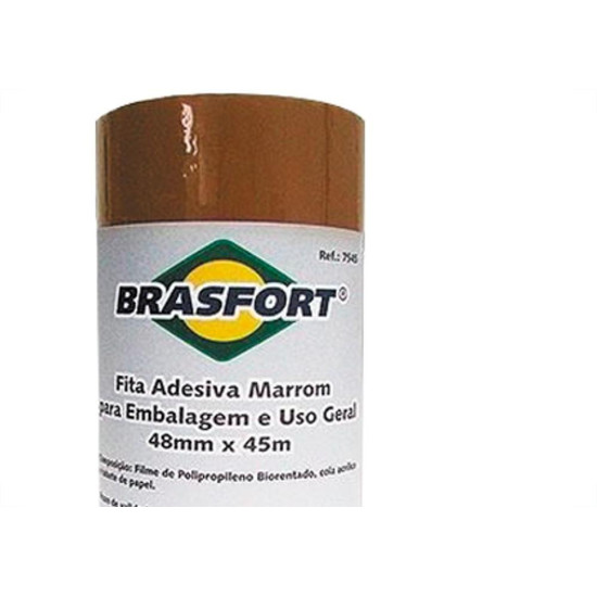 Fita Embal Brasfort 48X 45 Marrom - Kit C/5 Unidades