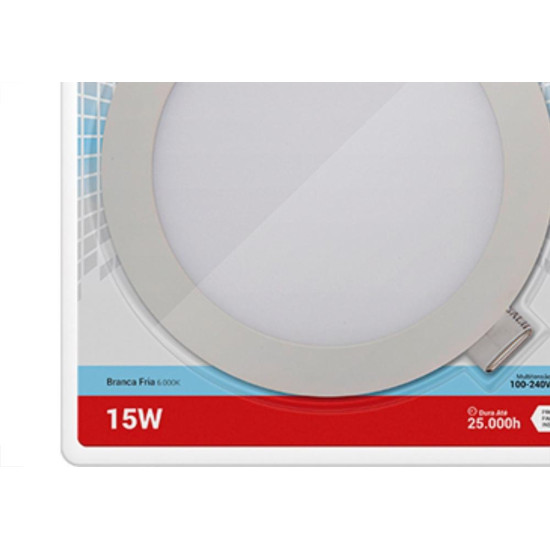 Luminaria Led Embutir Redonda 15W 6000K 20Cm Kian Luminaria Led Embutir Redonda 15W 6000K 20Cm Kian