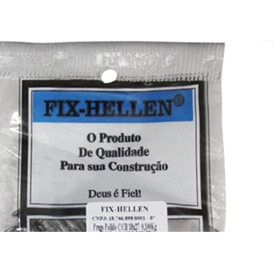Prego Polido C/Cabeça 18X27 (3,40X62mm) 100Grs - Kit C/10 Pacotes Prego Polido C/Cabeça 18X27 (3,40X62mm) 100Grs - Kit C/10 Pacotes