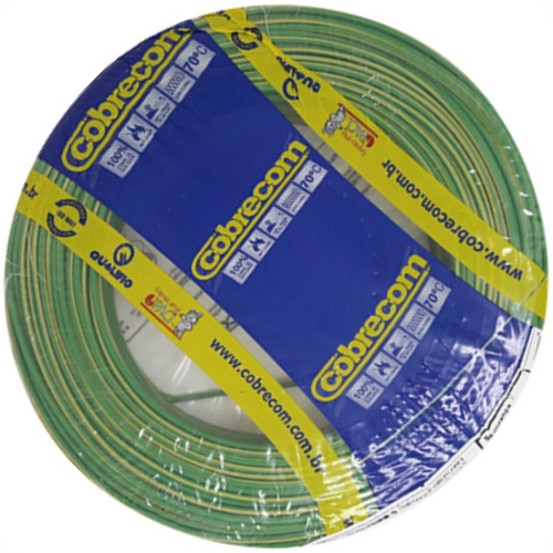 Fio Cabo Auto Cobrecom 100mts 1,5mm Verde/Amarelo Fio Cabo Auto Cobrecom 100mts 1,5mm Verde/Amarelo