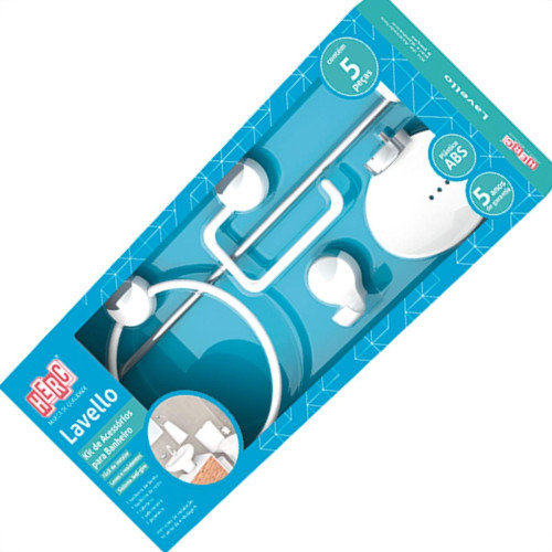 Acessorio P/Banheiro 5Pc Lavello Branco/Cromado Herc Acessorio P/Banheiro 5Pc Lavello Branco/Cromado Herc